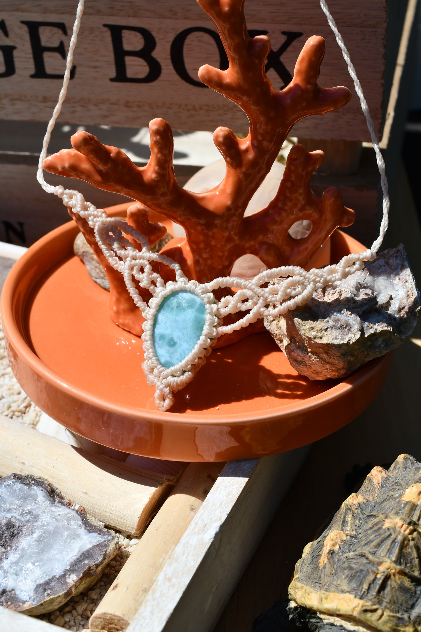Makramee Choker mit Larimar 3