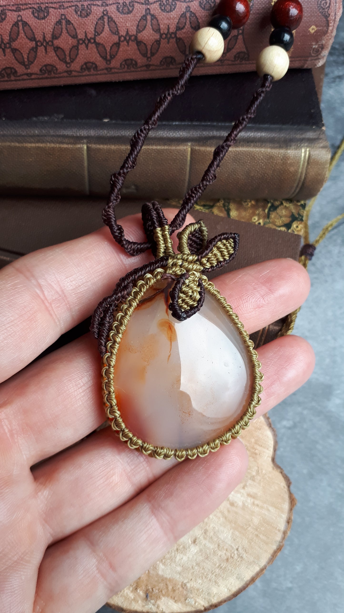 Makramee Kette mit Karneol