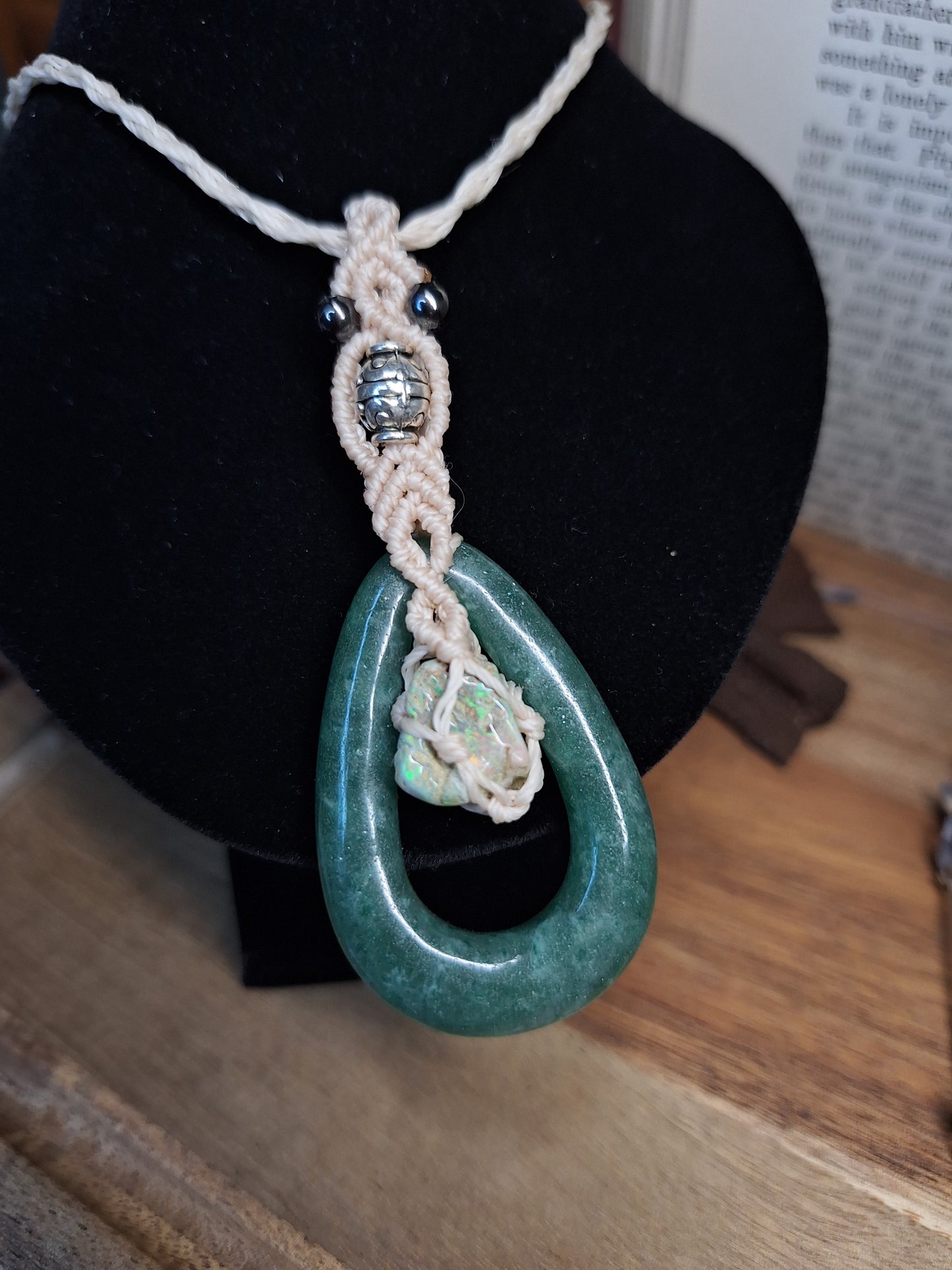 Makramee Kette mit Aventurin und Opal