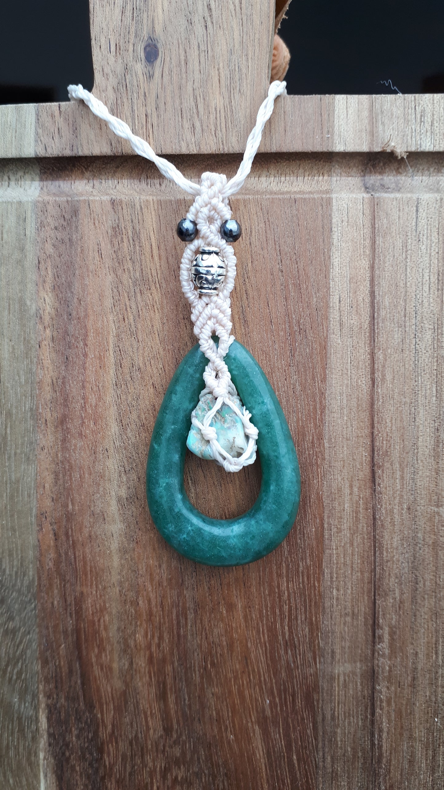 Makramee Kette mit Aventurin und Opal