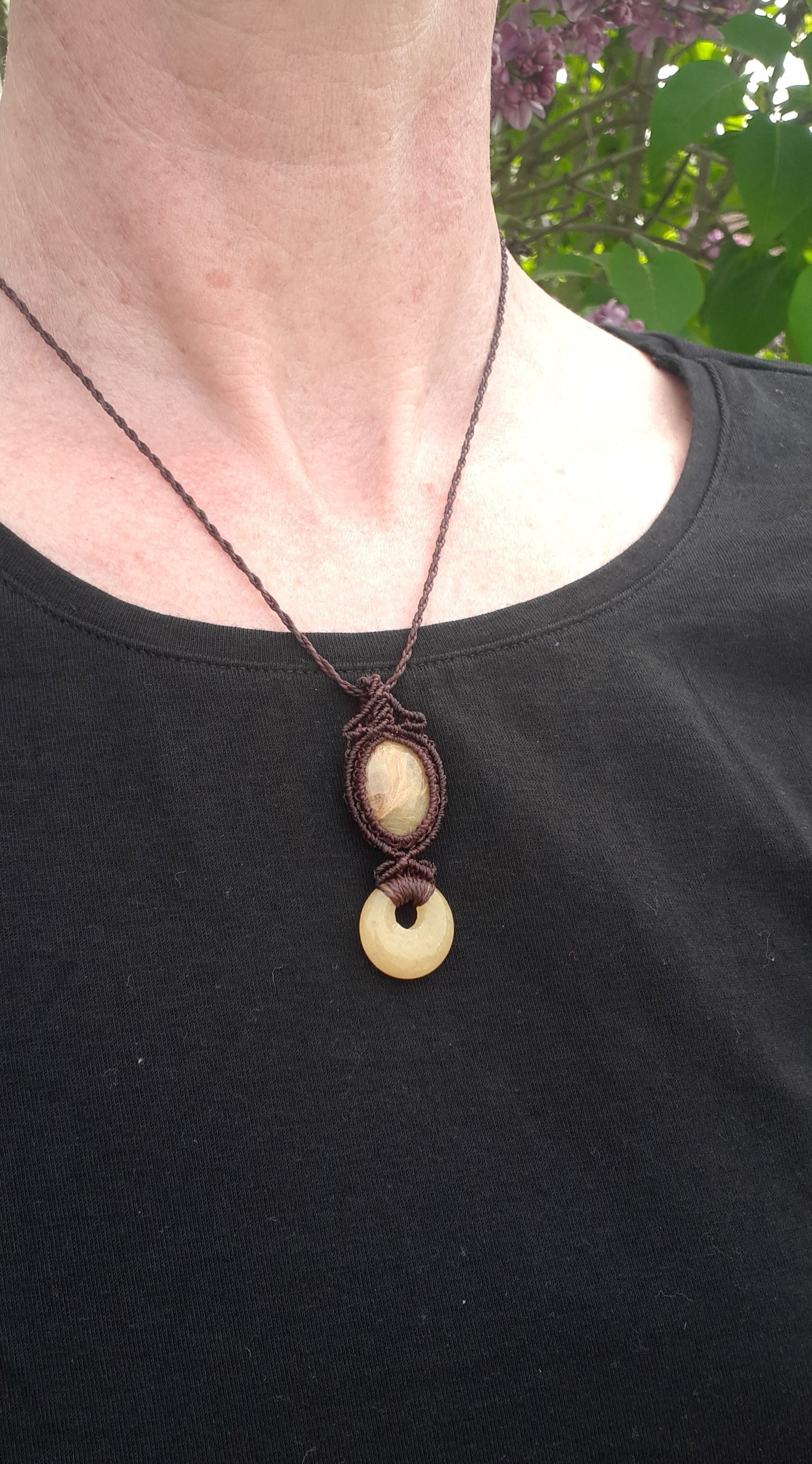 Kette mit Rutilquarz und Calcit