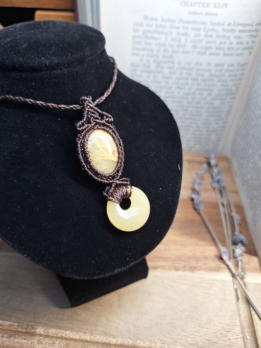 Kette mit Rutilquarz und Calcit