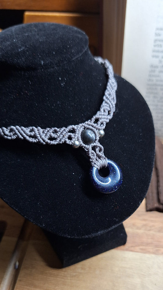 Makramee Choker mit Blaufluss
