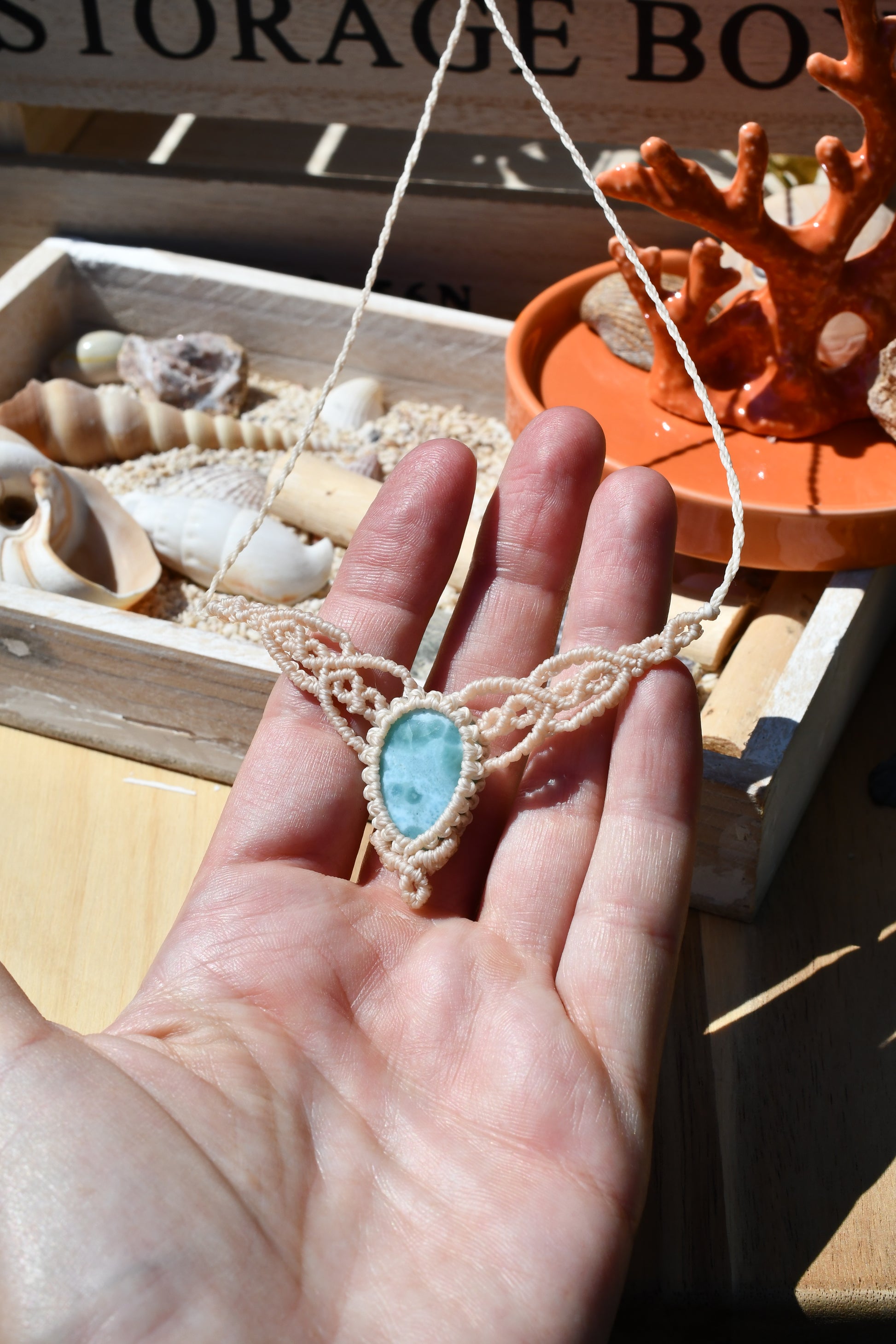 Makramee Choker mit Larimar 5