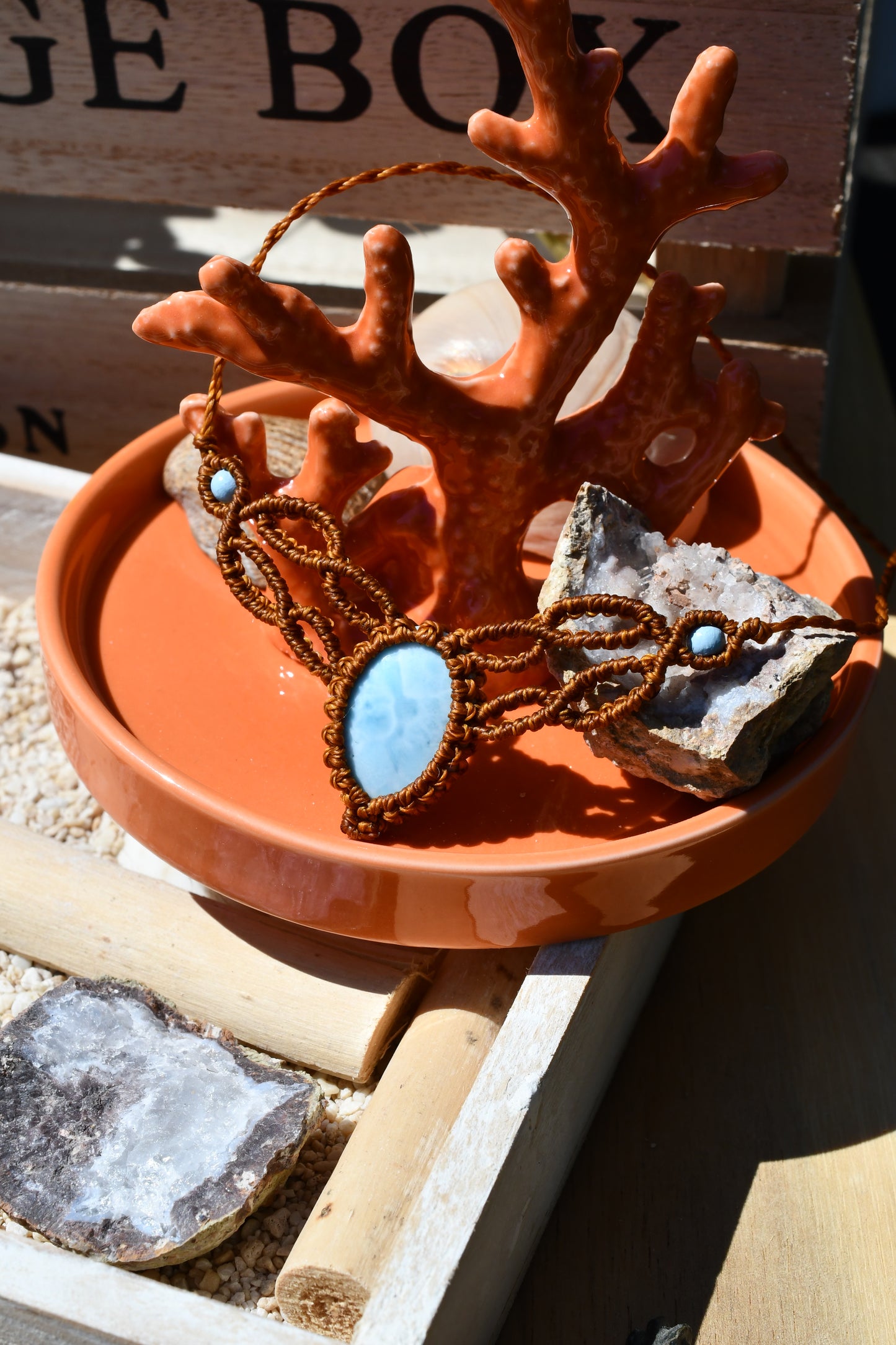 Makramee Choker mit Larimar 6