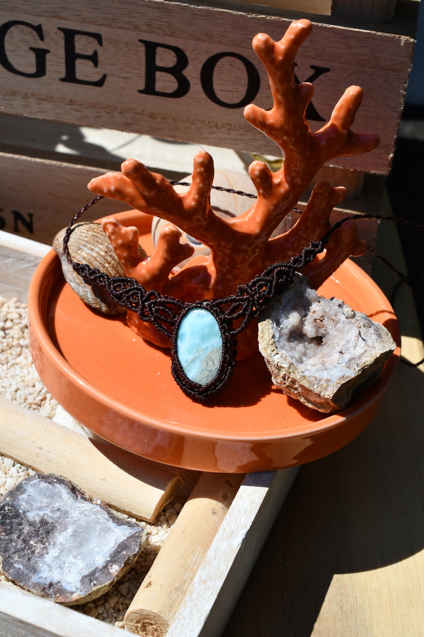 Makramee Choker mit Larimar 8