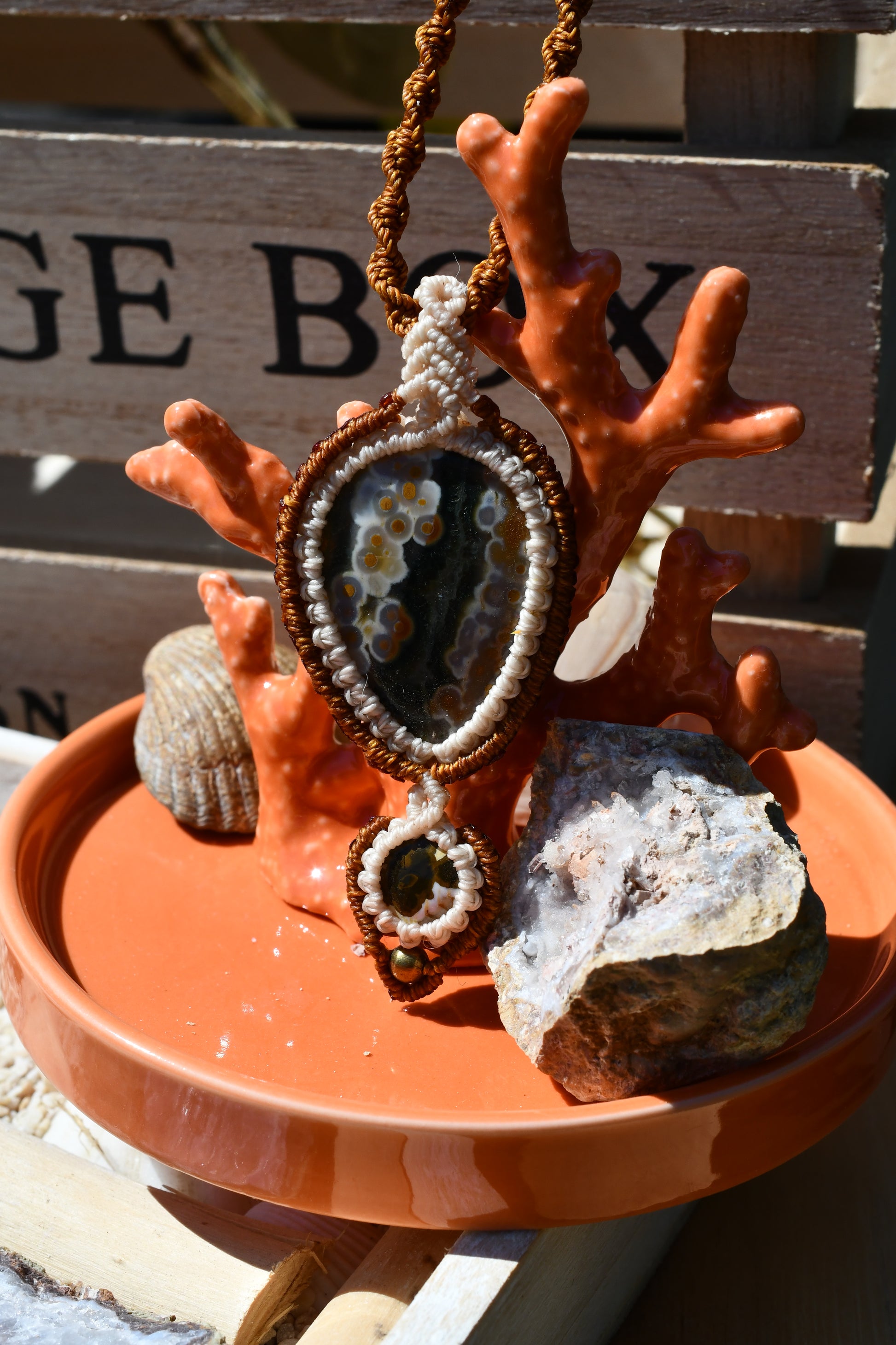 Makramee Ketten mit Ozeanchalcedone